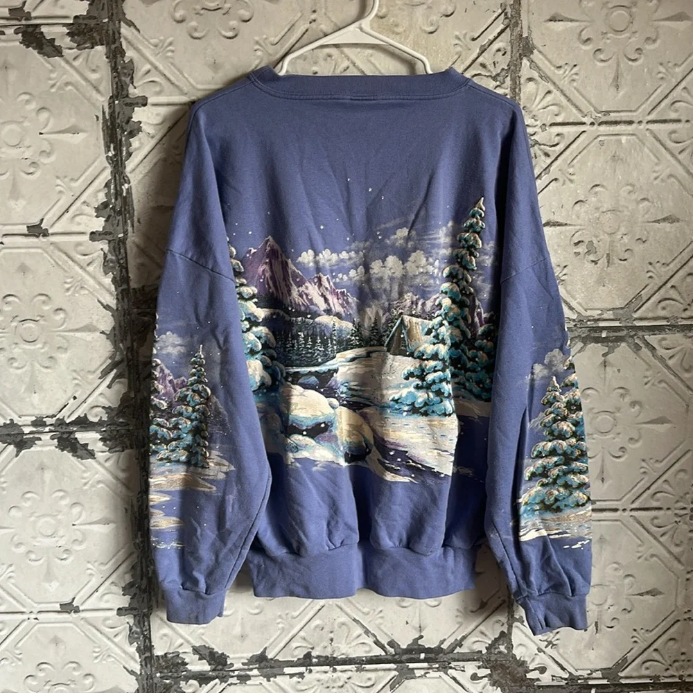 Vintage Scenic winter wonderland lilac Sweater - Picture 6 of 7